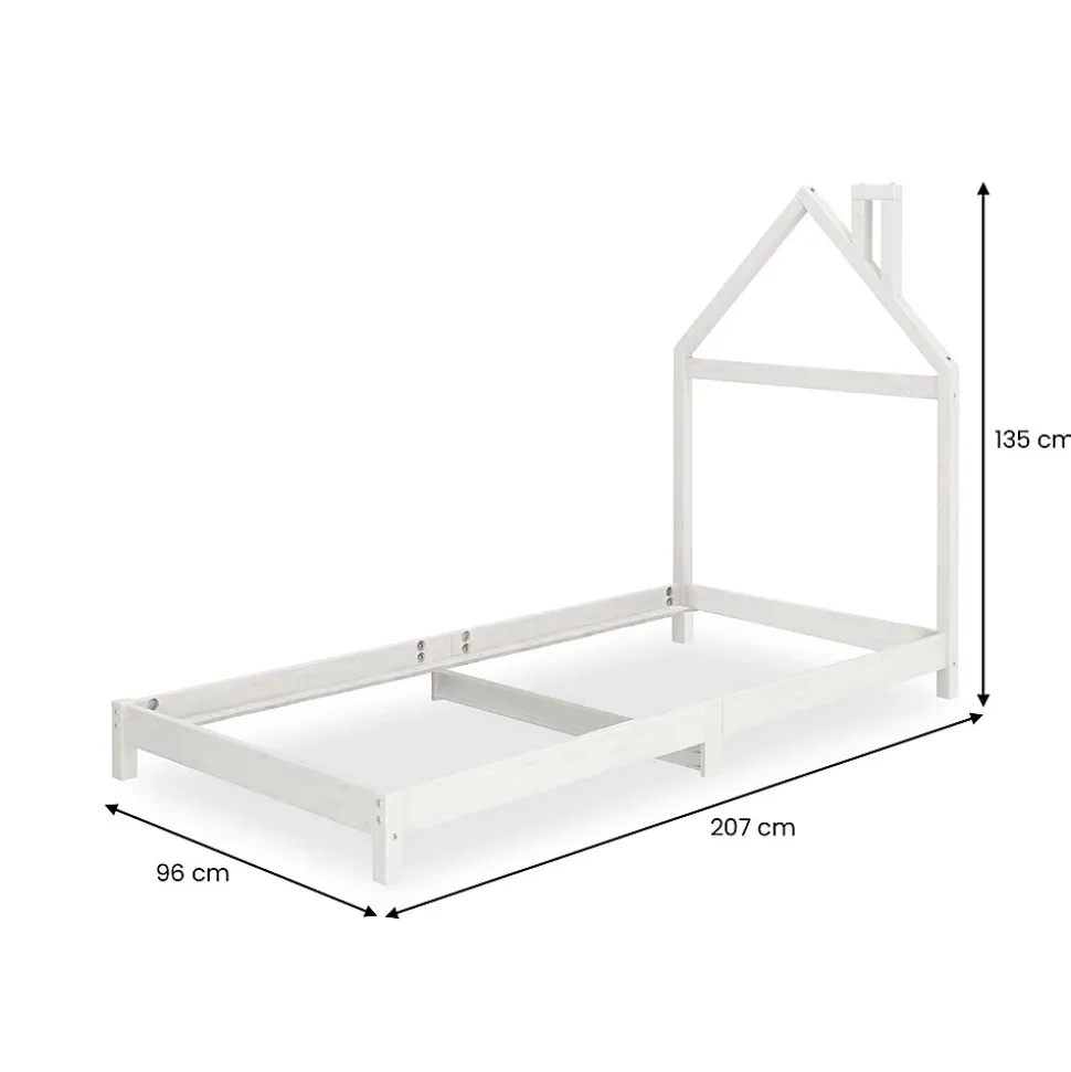 Lit enfant LIZ 90 x 200 cm en pin massif - Blanc