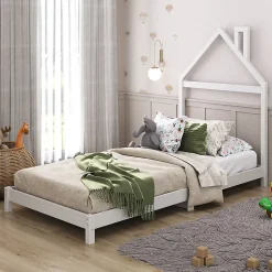 Lit enfant LIZ 90 x 200 cm en pin massif - Blanc