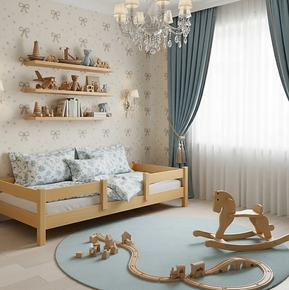 Lit enfant Lofto 160x80 avec barreaux - bois naturel