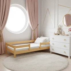 Lit enfant Lofto 160x80 avec barreaux - bois naturel