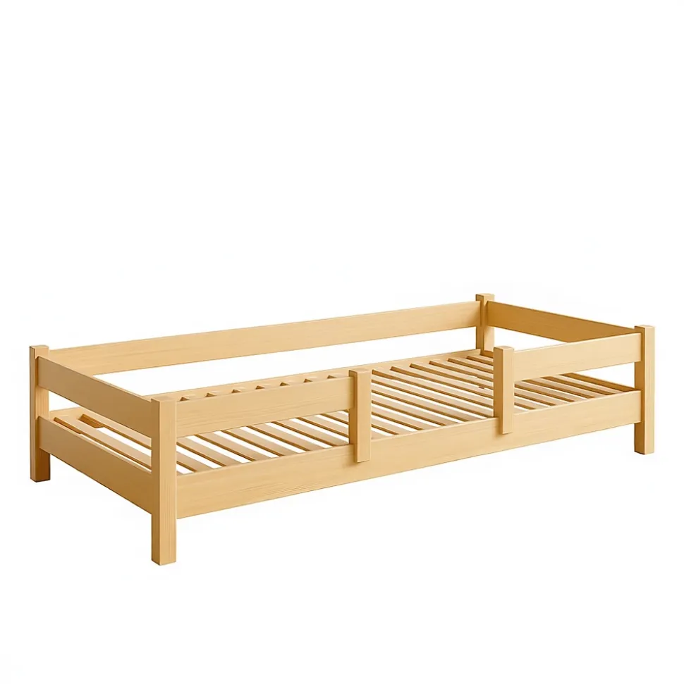 Lit enfant Lofto 160x80 avec barreaux - bois naturel
