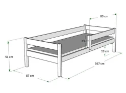 Lit enfant Lofto 160x80 avec barreaux - bois naturel