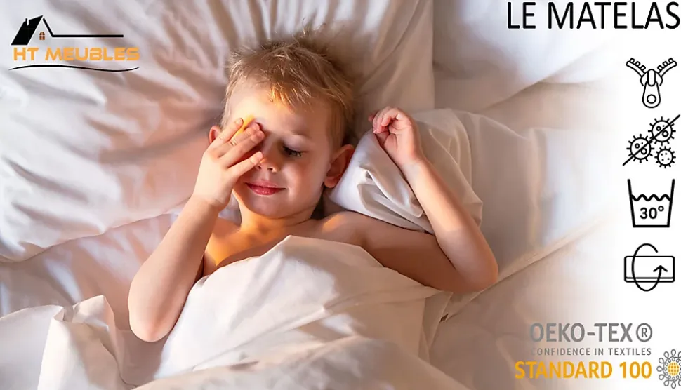 Lit enfant LOU avec tiroir balustrade et matelas inclus - Pelleteuse - 160 cm x 80 cm