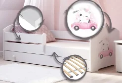 Lit enfant LUK avec tiroir et barreau 160x80 Cat