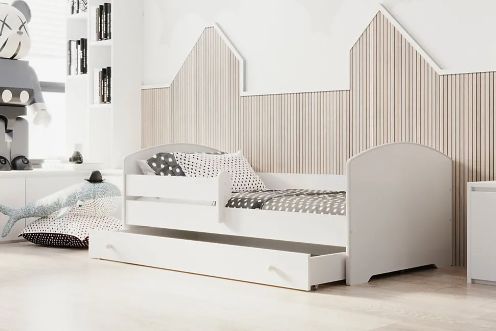 Lit enfant LUK avec tiroir et barreau 140x70