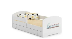 Lit enfant LUK avec tiroir et barreau 140x70 Poc iąg