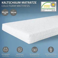 Lit enfant ML-Design 90x200cm avec matelas H16cm naturel en bois forme de maison et sommier à lattes