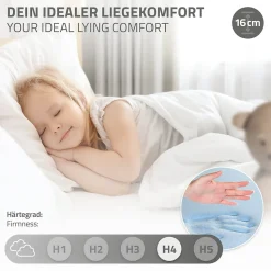 Lit enfant ML-Design 90x200cm avec matelas H16cm naturel en bois forme de maison et sommier à lattes