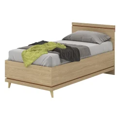 Lit enfant NOKI 100x200 cm chene clair et moka Style scandinave sans sommier