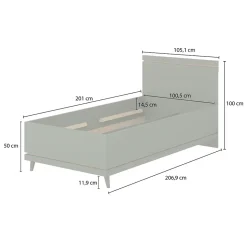 Lit enfant NOKI 100x200 cm chene clair et moka Style scandinave sans sommier