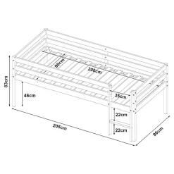 Lit enfant Siikalatva bois de pin 90 x 200 cm blanc en.casa