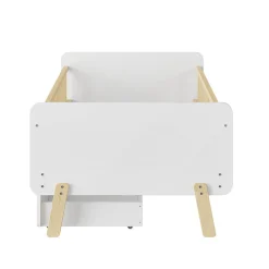 Lit enfant Simple 90x190 cm Bois Blanc avec 2 Tiroirs et Sommier À Lattes, Multifonction pour Chambre Fille Ou Garçon, Blanc