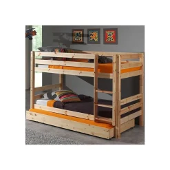 Lit Enfant Superposé & Tiroir de Lit "Pino" 90x190cm Naturel