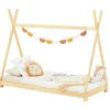 Lit enfant tipi ELIN, 90 x 190 cm en pin massif vernis naturel
