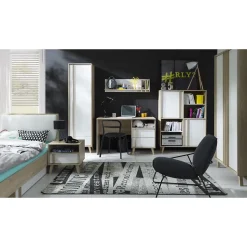 Lit enfant 90x200 avec tiroir de rangement MALMO Coloris chene clair et blanc