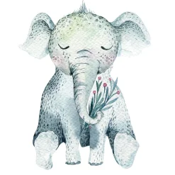 Lit enfant 190X90 Blanc Motif éléphant + matelas mousse sarrasin avec tiroir