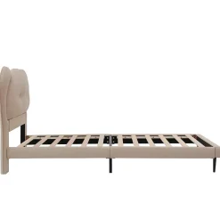 Lit enfant 90x200 cm - Lit avec Tête de Lit en Forme d'Animal - PU - Sans Matelas - Beige