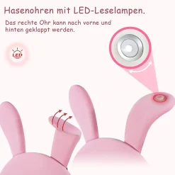 Lit enfant 90x200 cm - Lit simple capitonné jeunesse avec 2 tabourets de rangement et éclairage LED - Velours - Rose