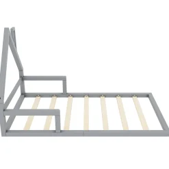 Lit enfant 90x200 cm - Lit Simple Cabane avec Structure en Pin Massif et MDF, design Classique et Solide, Sans Matelas, Gris