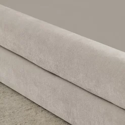 Lit enfant 90x200 cm, chenille, dossier confortable - beige