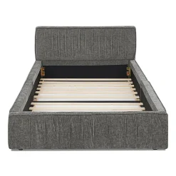 Lit enfant 90x200 cm, chenille veloutée, bois eucalyptus - gris foncé