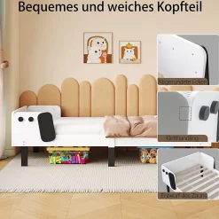 Lit Enfant 90x200 Cm,joli Cadre De Lit En Forme De Chiot Avec Sommier à Lattes,lattes En Bois,blanc