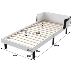 Lit Enfant 90x200 Cm,joli Cadre De Lit En Forme De Chiot Avec Sommier à Lattes,lattes En Bois,blanc