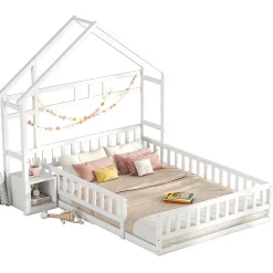 Lit enfant 140x200cm avec garde-corps, Blanc