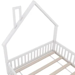 Lit Enfant 140X200Cm Cheminée Pin Blanc Blackcolors