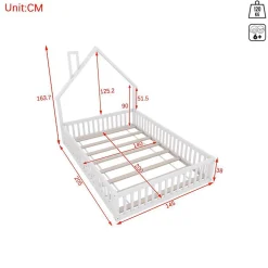 Lit Enfant 140X200Cm Cheminée Pin Blanc Blackcolors