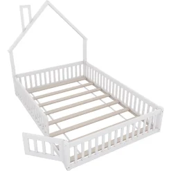 Lit Enfant 140X200Cm Cheminée Pin Blanc Blackcolors