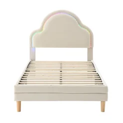 Lit Enfant 90x200cm LED Multicolore Velours Beige Blackcolors