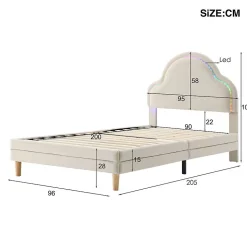 Lit Enfant 90x200cm LED Multicolore Velours Beige Blackcolors