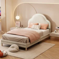 Lit Enfant 90x200cm LED Multicolore Velours Beige Blackcolors