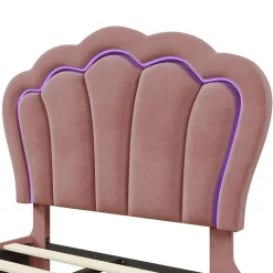 Lit Enfant 90x190cm Tiroirs APP-Control LED Velours Rose Blackcolors