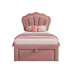 Lit Enfant 90x190cm Tiroirs APP-Control LED Velours Rose Blackcolors