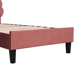 Lit Enfant 90x200cm Tête Fleurs Velours Rouge Haricot Blackcolors