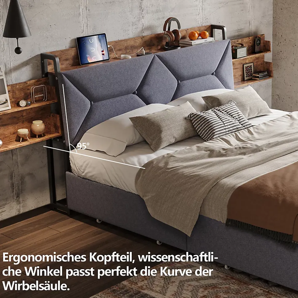 Lit Ergonomique, 160x200, Avec Rangement