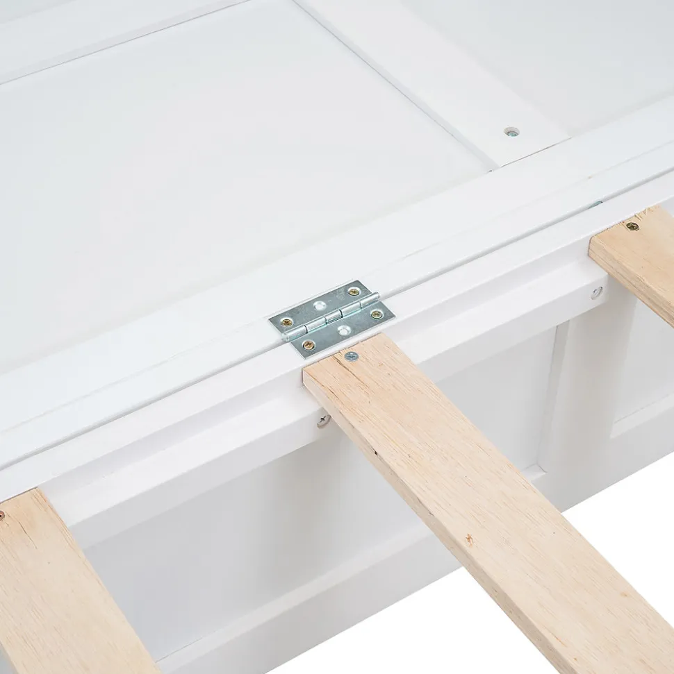 Lit Escamotable 140x200cm, Avec Tiroirs, Petit Étagère, Transformable, Blanc