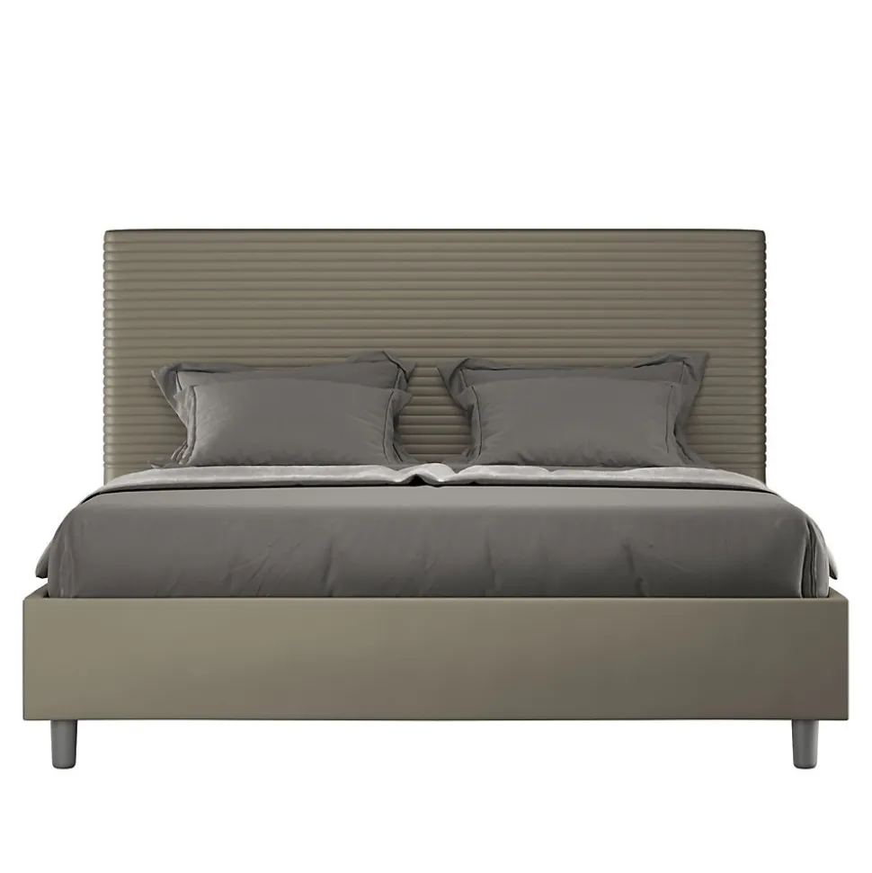 Lit Focus sans sommier rembourré 160x190 simili cuir cappuccino