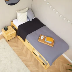 Lit fonctionnel SABRINA 90x190 cm, en pin massif naturel