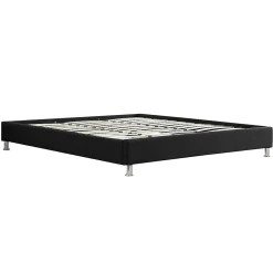 Lit futon double NIZZA, 180 x 200 cm, avec sommier, revêtement en tissu noir