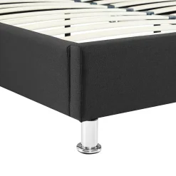 Lit futon double NIZZA, 180 x 200 cm, avec sommier, revêtement en tissu noir