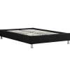 Lit futon simple NIZZA, 120 x 190 cm, avec sommier, revêtement en tissu noir