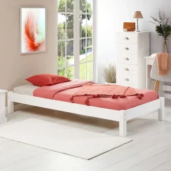 Lit futon TAIFUN, 90 x 190 cm, en pin massif lasuré blanc