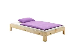 Lit futon THOMAS, en pin massif, 90 x 200 cm, vernis naturel