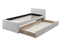 Lit gigogne 90 x 190 cm - Tissu - Beige - DORITALO