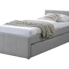 Lit gigogne 90 x 190 cm - Tissu - Gris - DORITALO