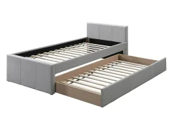 Lit gigogne 90 x 190 cm - Tissu - Gris - DORITALO