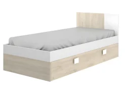 Lit gigogne 2 x 90 x 190 cm - Coloris : Naturel et blanc - SONIA